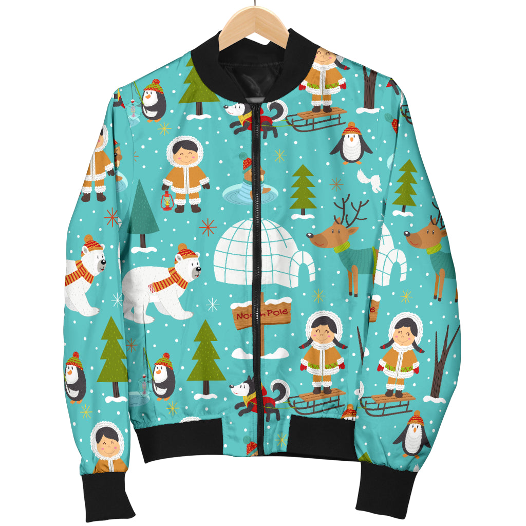 Eskimo Pattern Print Design 01 Women's Bomber Jacket