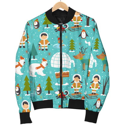 Eskimo Pattern Print Design 01 Women's Bomber Jacket