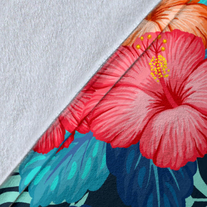 Red Hibiscus Pattern Print Design HB02 Fleece Blanket