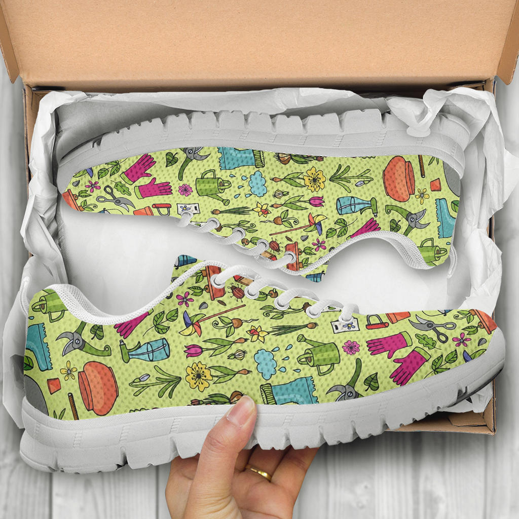 Gardening Pattern Print Design G02 Sneakers White Bottom Shoes