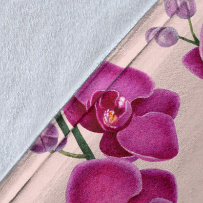 Orchid Purple Pattern Print Design OR04 Fleece Blanket
