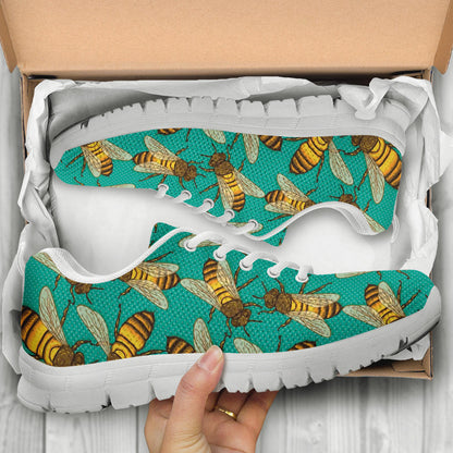 Bee Pattern Print Design BEE04 Sneakers White Bottom Shoes
