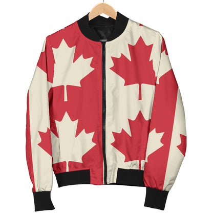 Maple Leaf Pattern Print Design 02 Women's Bomber Jacket
