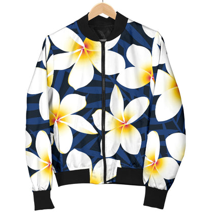 Plumeria Pattern Print Design PM026 Women Bomber Jacket