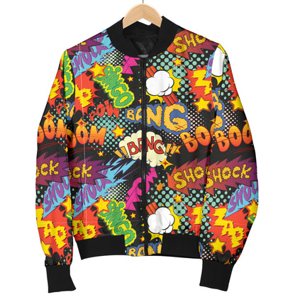 Comic Book Pattern Print Design 01 Women's Bomber Jacket