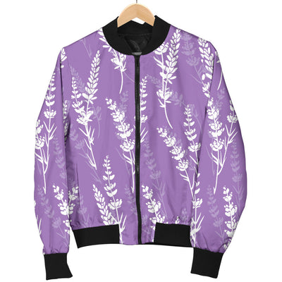 Lavender Pattern Print Design LV08 Women Bomber Jacket