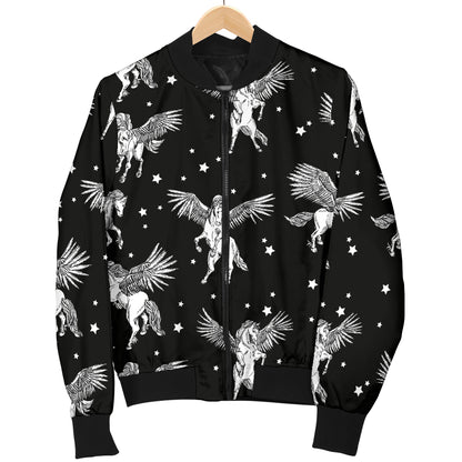 Pegasus Pattern Print Design 01 Women's Bomber Jacket
