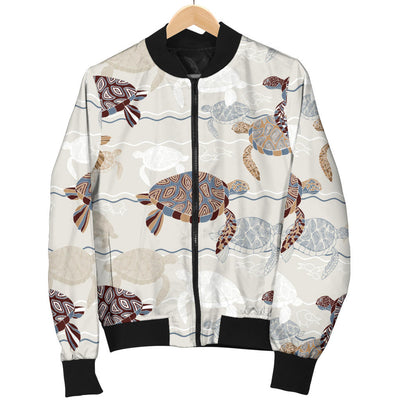 Sea Turtle Pattern Print Design T07 Women Bomber Jacket