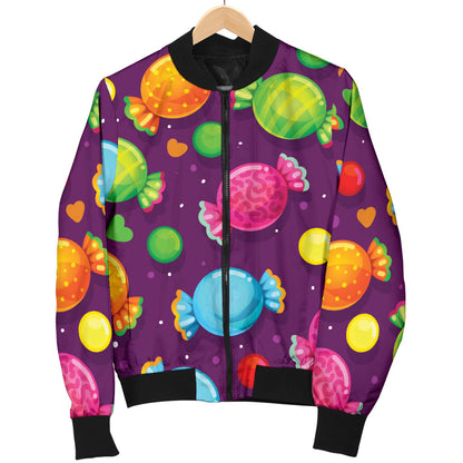 Candy Pattern Print Design CA05 Women Bomber Jacket