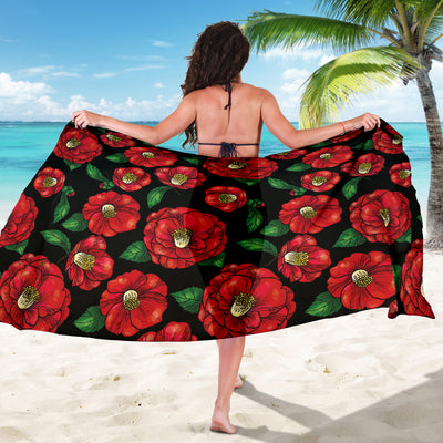 Camellia Pattern Print Design CM07 Sarong Pareo Wrap