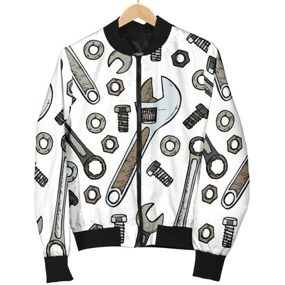 Mechanic Pattern Print Design 03 Women's Bomber Jacket