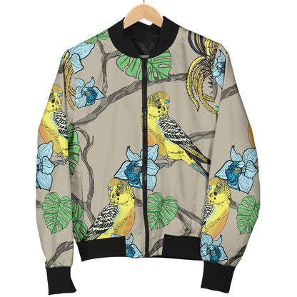 Parakeet Pattern Print Design A02 Women's Bomber Jacket