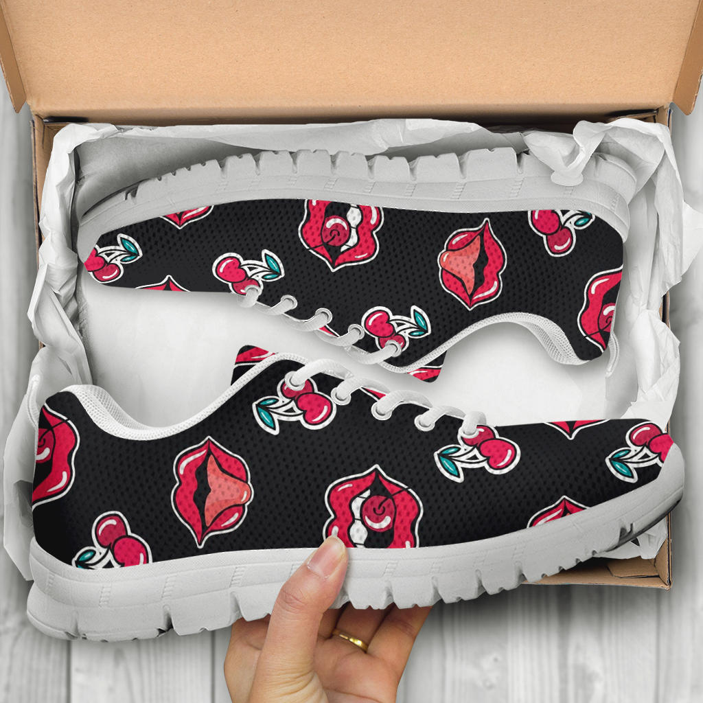 Cherry Pattern Print Design CH04 Sneakers White Bottom Shoes