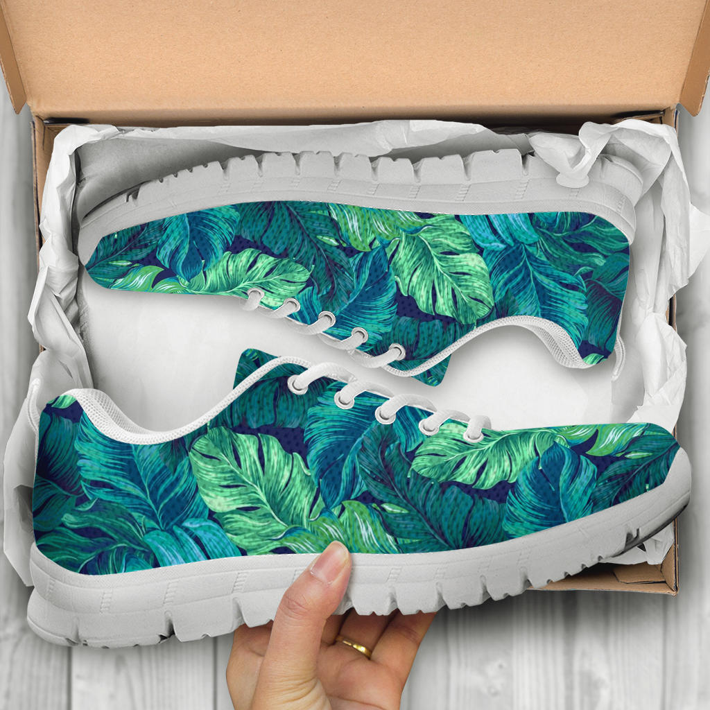Banana Leaf Pattern Print Design BL05 Sneakers White Bottom Shoes