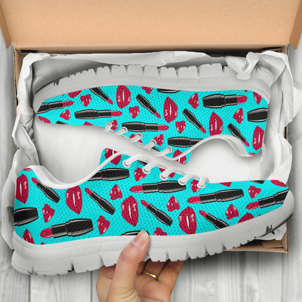 Lipstick Pattern Print Design LT02 Sneakers White Bottom Shoes