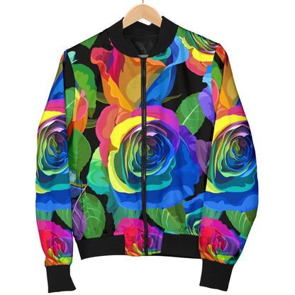 Rose Pattern Print Design RO02 Men Bomber Jacket