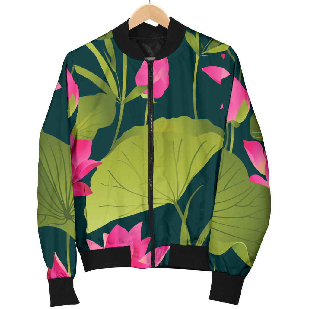 Water Lily Pattern Print Design WL09 Men Bomber Jacket