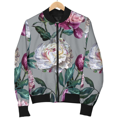 Peony Pattern Print Design PE01 Men Bomber Jacket