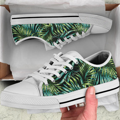 Tropical Flower Pattern Print Design TF08 White Bottom Low Top Shoes