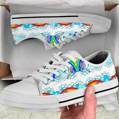 Unicorn Rainbow White Bottom Low Top Shoes