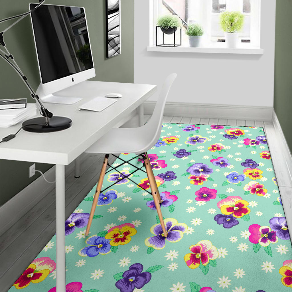 Pansy Pattern Print Design PS08 Area Rugs