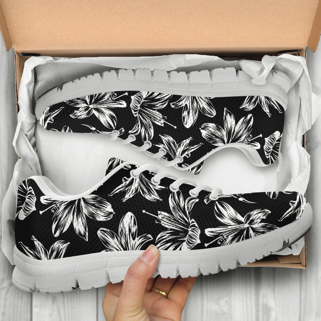 Amaryllis Pattern Print Design AL04 Sneakers White Bottom Shoes