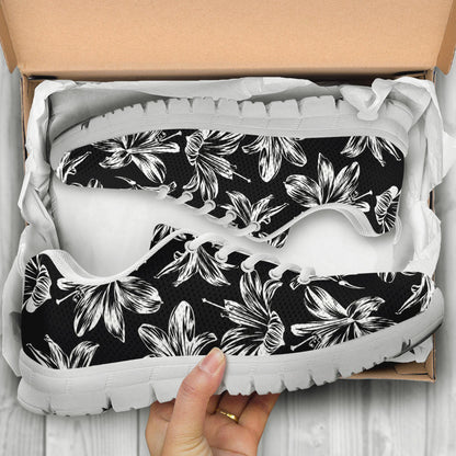 Amaryllis Pattern Print Design AL04 Sneakers White Bottom Shoes