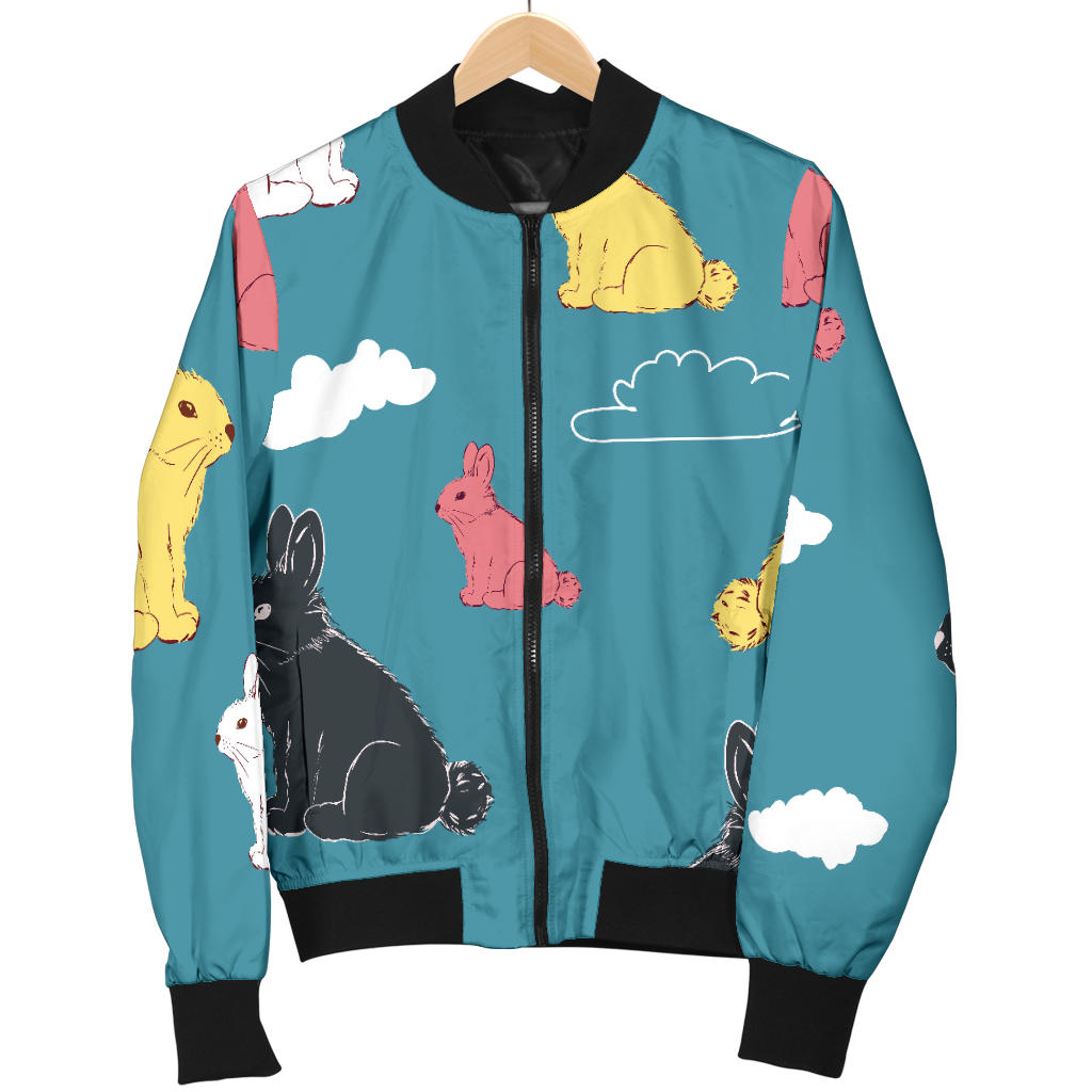 Rabbit Pattern Print Design RB014 Men Bomber Jacket