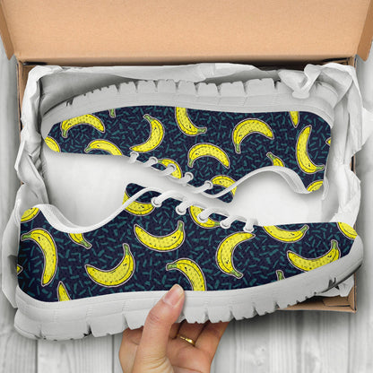 Banana Pattern Print Design BA09 Sneakers White Bottom Shoes
