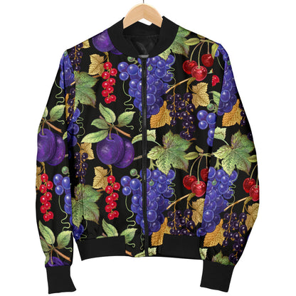 Grape Pattern Print Design GP05 Women Bomber Jacket