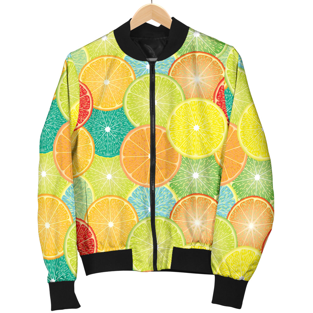 Citrus Pattern Print Design 01 Women's Bomber Jacket