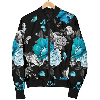 Rose Pattern Print Design A02 Women's Bomber Jacket