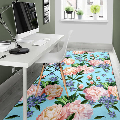 Peony Pattern Print Design PE02 Area Rugs