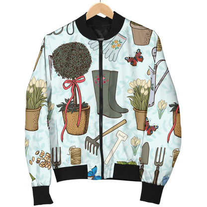 Gardening Pattern Print Design G01 Women Bomber Jacket