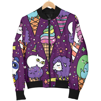 Ice Cream Pattern Print Design IC07 Men Bomber Jacket