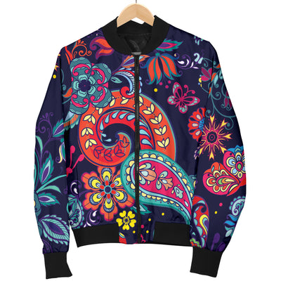 Paisley Boho Pattern Print Design A06 Women's Bomber Jacket