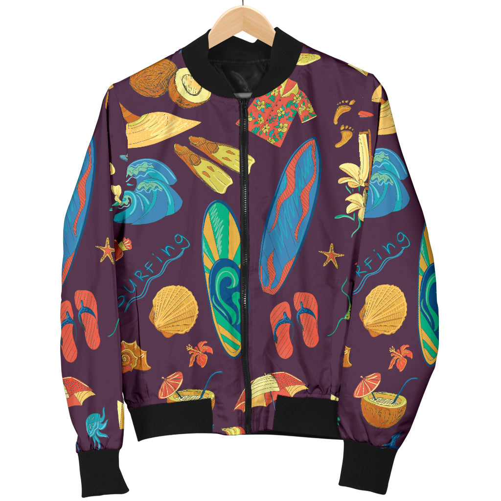 Aloha Hawaii Pattern Print Design 01 Women's Bomber Jacket