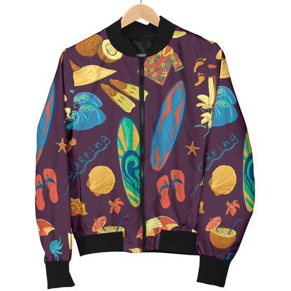 Aloha Hawaii Pattern Print Design 01 Women's Bomber Jacket