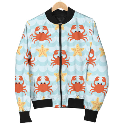 Crab Pattern Print Design 03 Women's Bomber Jacket