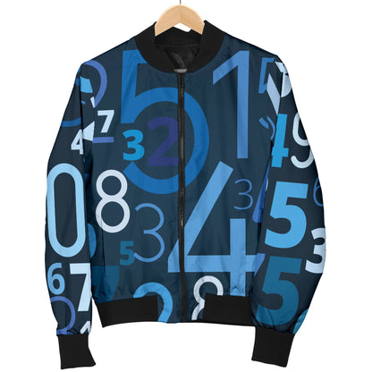 Number Pattern Print Design A02 Women's Bomber Jacket