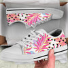 Pink Tropical Palm Leaves White Bottom Low Top Shoes