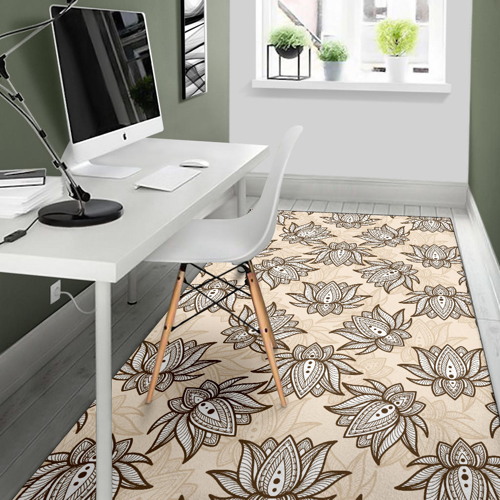 Lotus Boho Pattern Print Design LO05 Area Rugs