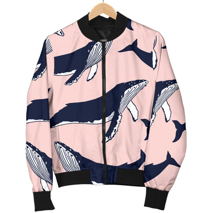 Humpback Whale Pattern Print Design 02 Women's Bomber Jacket