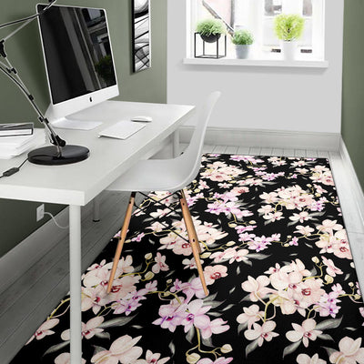 Orchid White Pattern Print Design OR03 Area Rugs