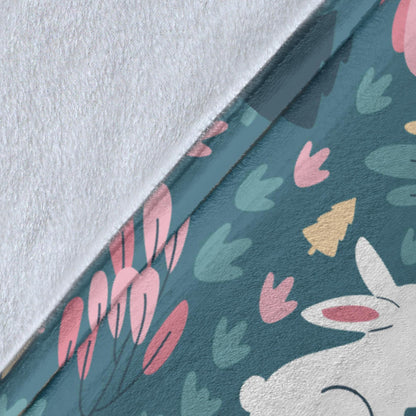 Rabbit Pattern Print Design RB013 Fleece Blanket