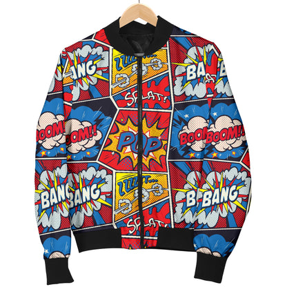 Comic Book Pattern Print Design 03 Women's Bomber Jacket