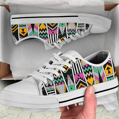 Tribal Aztec Triangle White Bottom Low Top Shoes