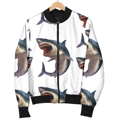 Great White Shark Pattern Print Design 03 Women's Bomber Jacket