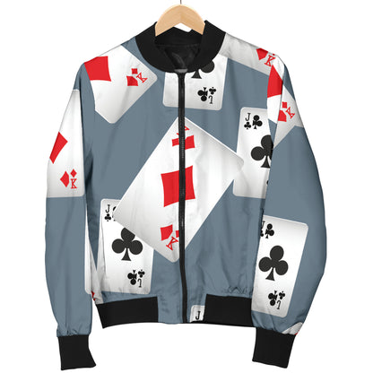 Poker Cards Pattern Print Design A05 Women's Bomber Jacket