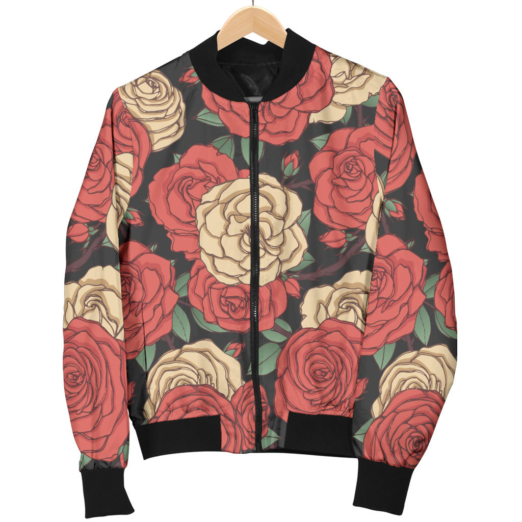 Camellia Pattern Print Design CM01 Women Bomber Jacket